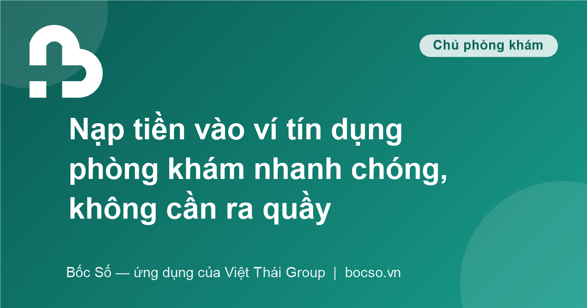 ứng dụng ví điện tử phòng khám