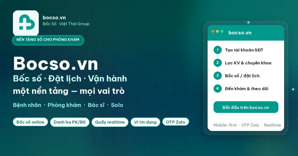 Bocso.vn là gì? Nền tảng bốc số & đặt lịch khám phòng khám